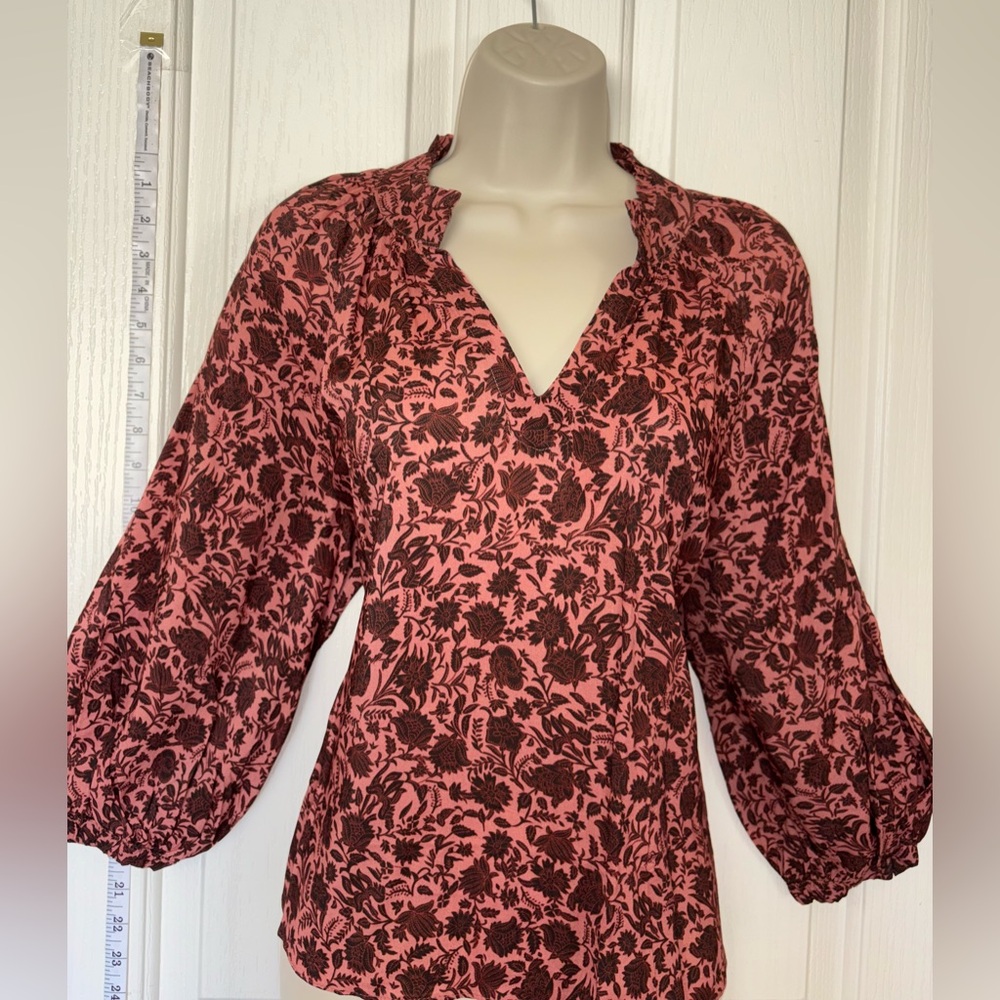 Faherty floral dark pink/maroon and blouse